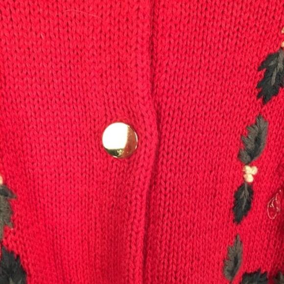 Vintage Christmas Sweater Red Cardigan Large - Picture 9 of 10